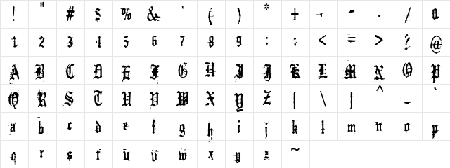 German Underground Regular  glyph index