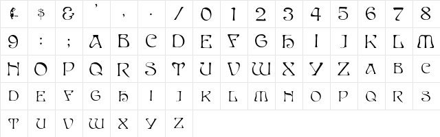 EddaCapital Regular  glyph index