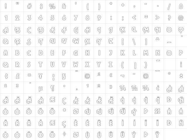 DTCPlazaM39 Regular  glyph index