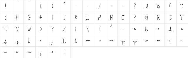 Quickness Script Regular  glyph index
