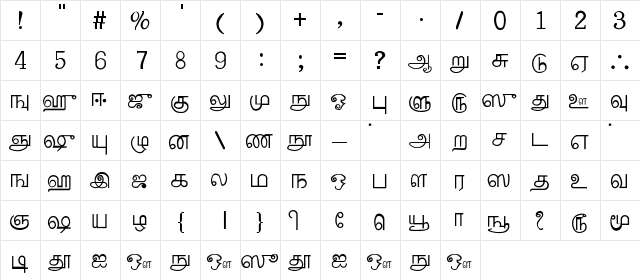 Happyday-Normal Regular  glyph index