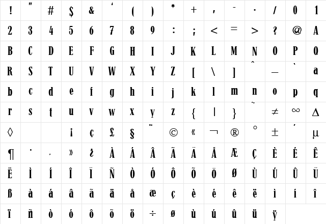 QuantityCond Bold  glyph index