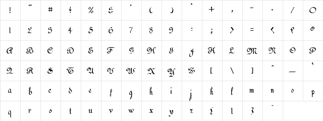 Epic Normal  glyph index