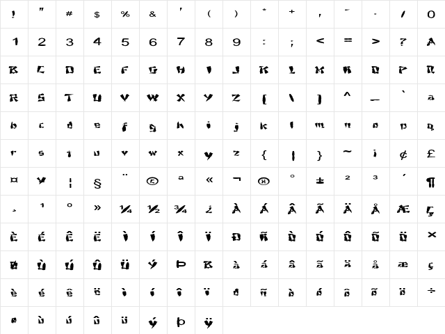 FZ UNIQUE 21 MANGLED EX Normal  glyph index