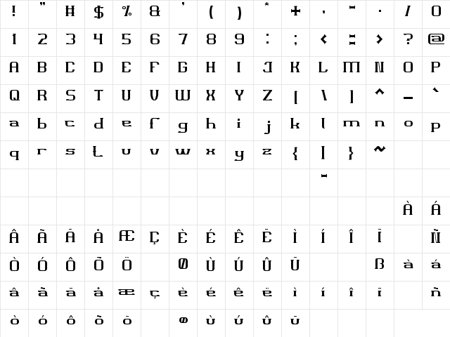 Wajah mu Malaikat Regular  glyph index