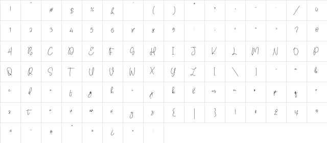 Citruslime Regular  glyph index