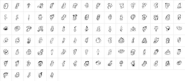 MiniPics HeadBuddies  glyph index