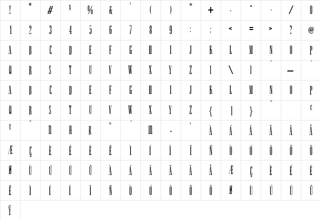Spinoza Regular  glyph index