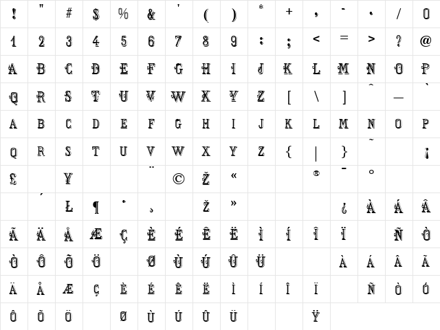 Chorus Girl Regular  glyph index