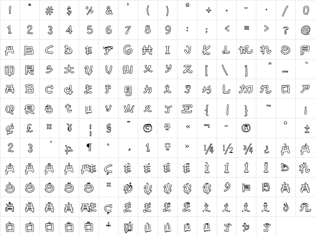 Almost Japanese Smooth Regular  glyph index