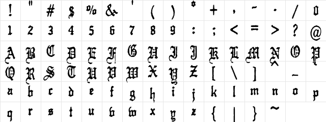 Kraut-type-a-fuck Regular  glyph index