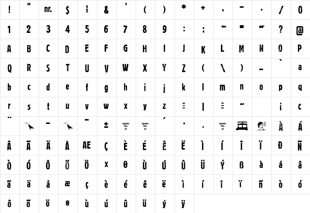 Volkszeitung 21 Regular  glyph index
