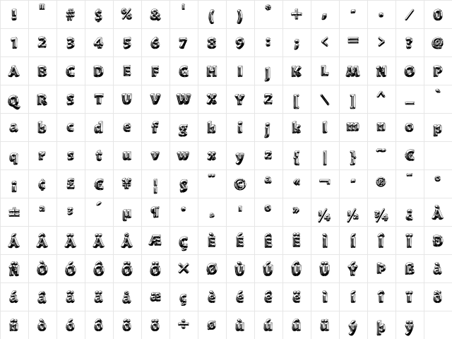 WoodsWorld 'Deluxe' Regular  glyph index