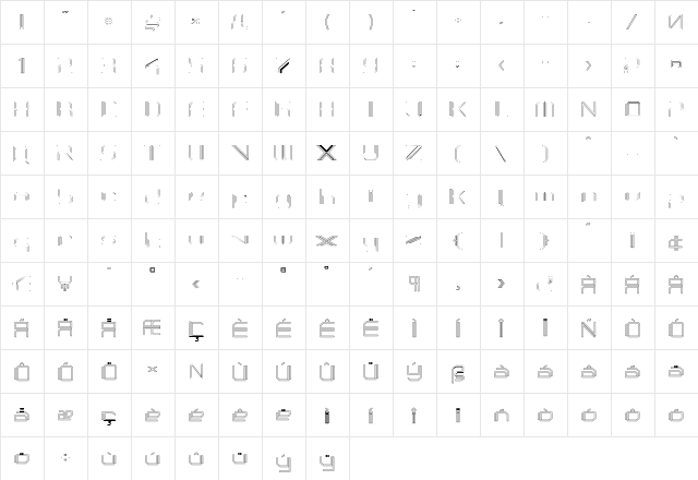 PhutureSqrdOpen Regular  glyph index