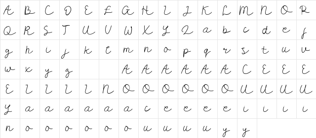 Carllis DEMO Regular  glyph index