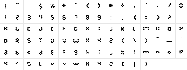 Digitaldouglas Regular  glyph index