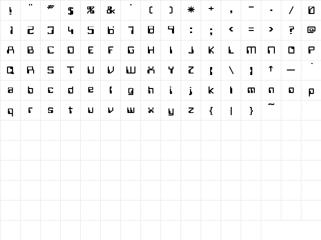 Witch Hunt 4 Regular  glyph index