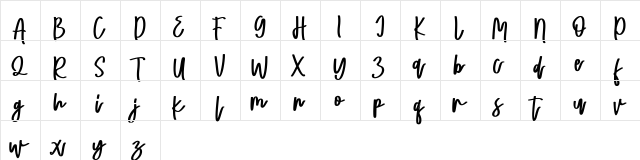 Ma Lorena FREE Regular  glyph index