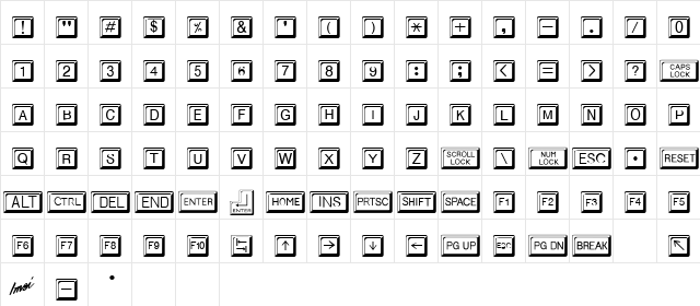 Keycaps Regular  glyph index