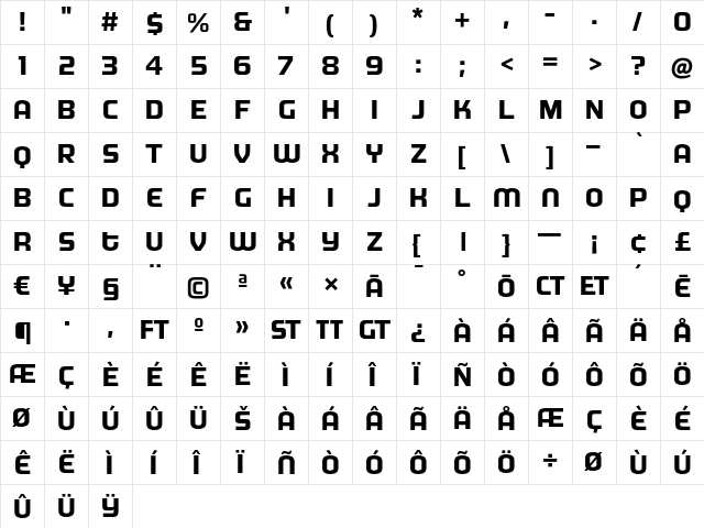 MorganBig Bold  glyph index