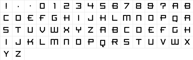 FlywheelSquare Medium  glyph index