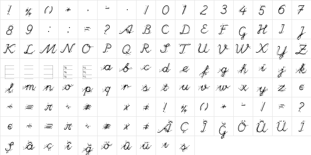 Hand Garden Regular  glyph index