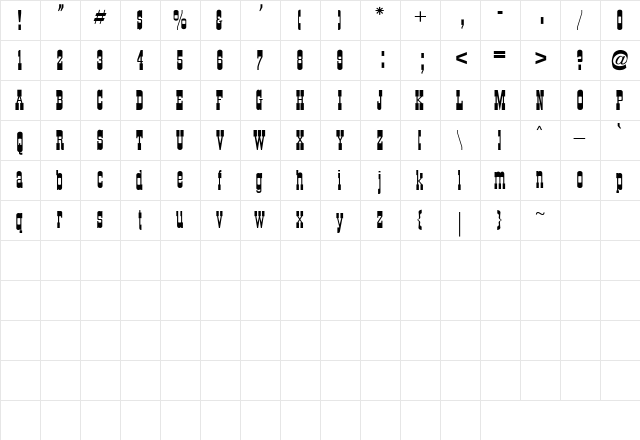 Cartwright Regular  glyph index