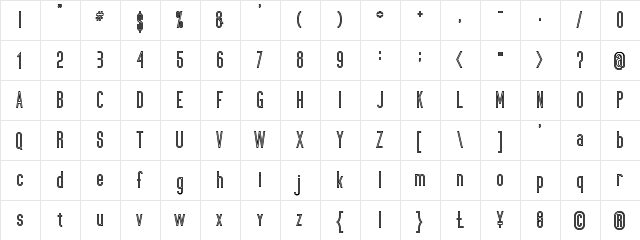 ultimatum bold line Regular  glyph index