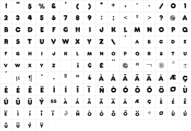 Frankenberg DB Regular  glyph index