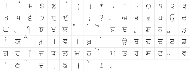 Gurvetica a3 Light Light  glyph index