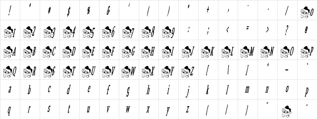ChristmasKitty Regular  glyph index