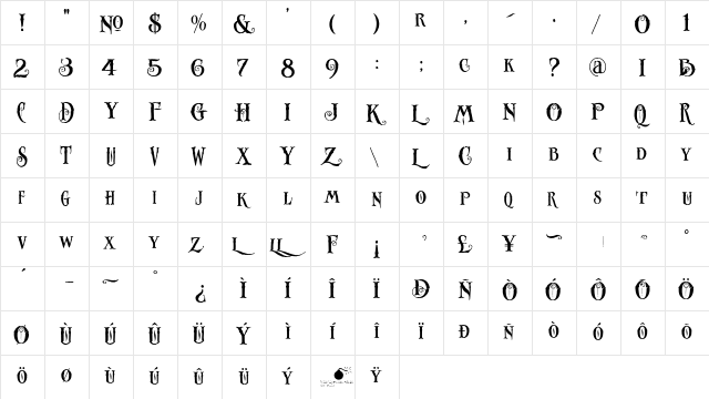 LHF Antique Shop Regular Regular  glyph index