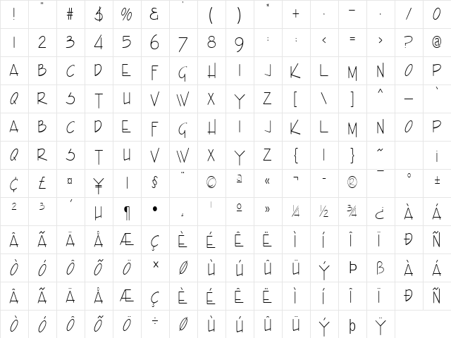 Enview Condensed Light Normal  glyph index