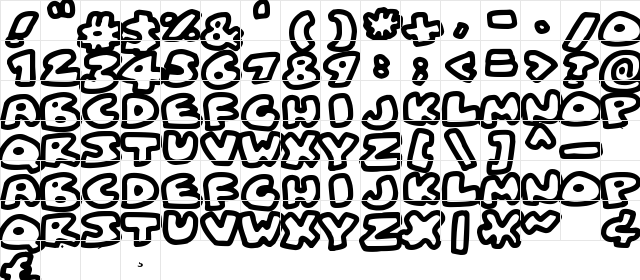 Fat Wobble Outlines Regular  glyph index