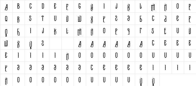 Throwing Axes Alt Regular  glyph index