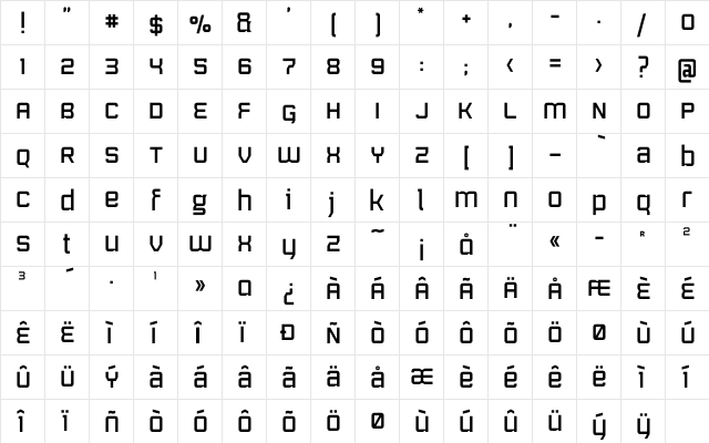 mrh Anton Regular  glyph index