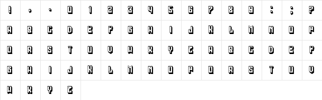 Megalomania Hollow Regular  glyph index