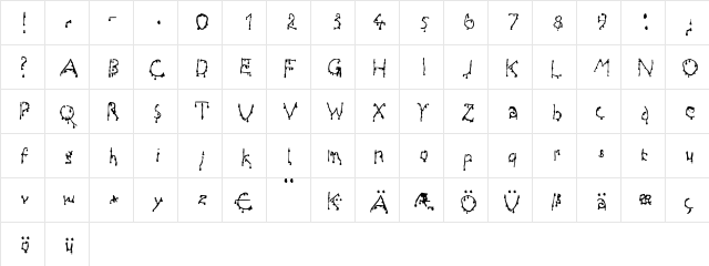 Draculas Regular  glyph index