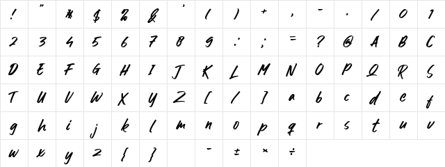 Get Lost! Regular  glyph index