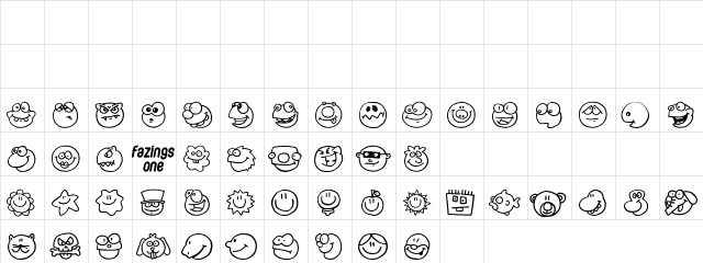 Fazings one Regular  glyph index