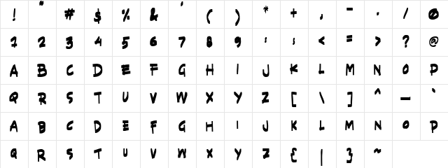 SHRED Regular  glyph index