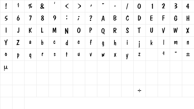 BangaSSK Regular  glyph index