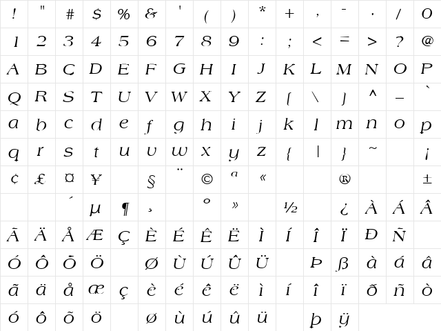 One Way Out 1 Regular  glyph index