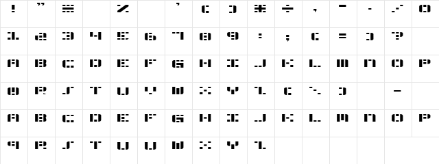 Blocks Regular  glyph index