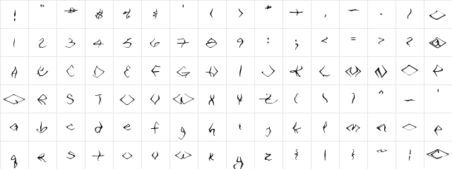 VTC SeeJoBend Regular  glyph index