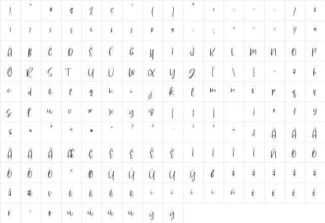 South Dreamers Regular  glyph index