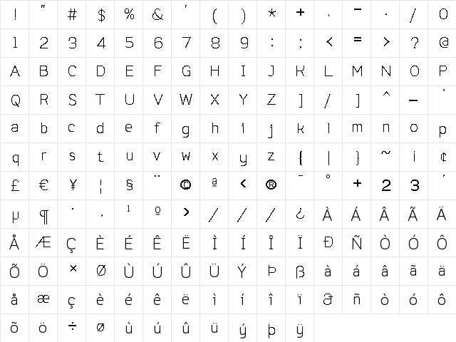 Do Gothic Light  glyph index