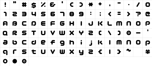PocoUltra Regular  glyph index