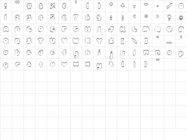 PC Puffy Regular  glyph index
