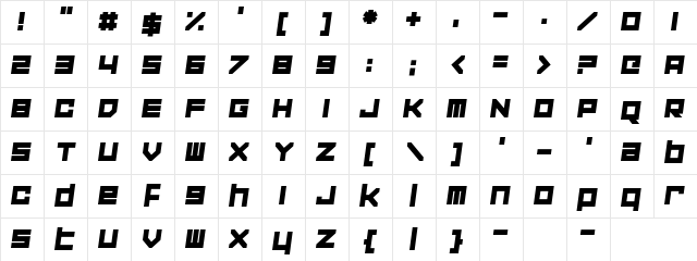 Corporation Games Regular  glyph index